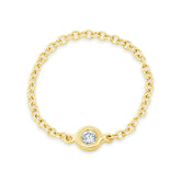 0.05ct 14k Yellow Gold Diamond Bezel Chain Ring